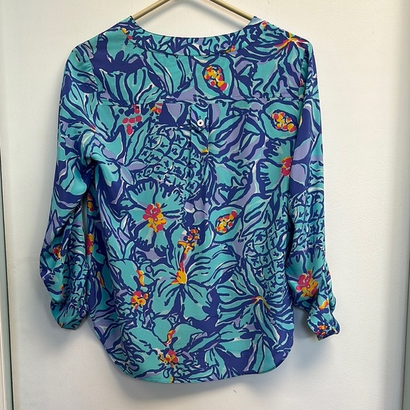 Lilly Pulitzer Elsa Silk Top Mai Tai Print - Picture 4 of 6